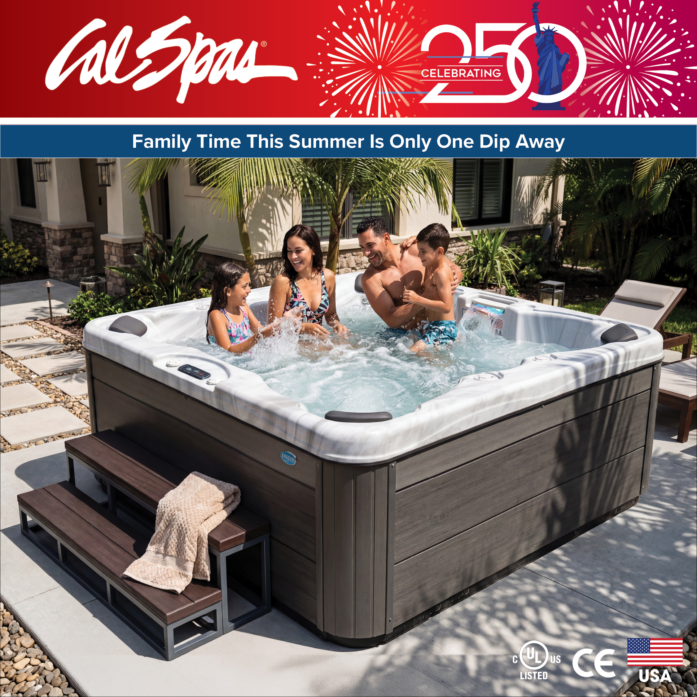 Calspas hot tub being used in a family setting - Findlay